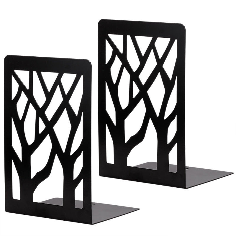 White botanical branch metal bookends pair