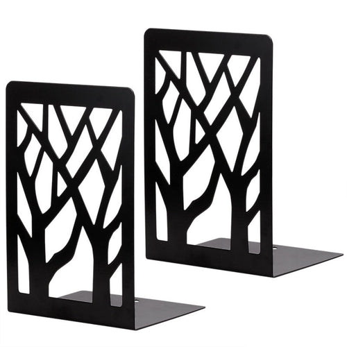 White botanical branch metal bookends pair